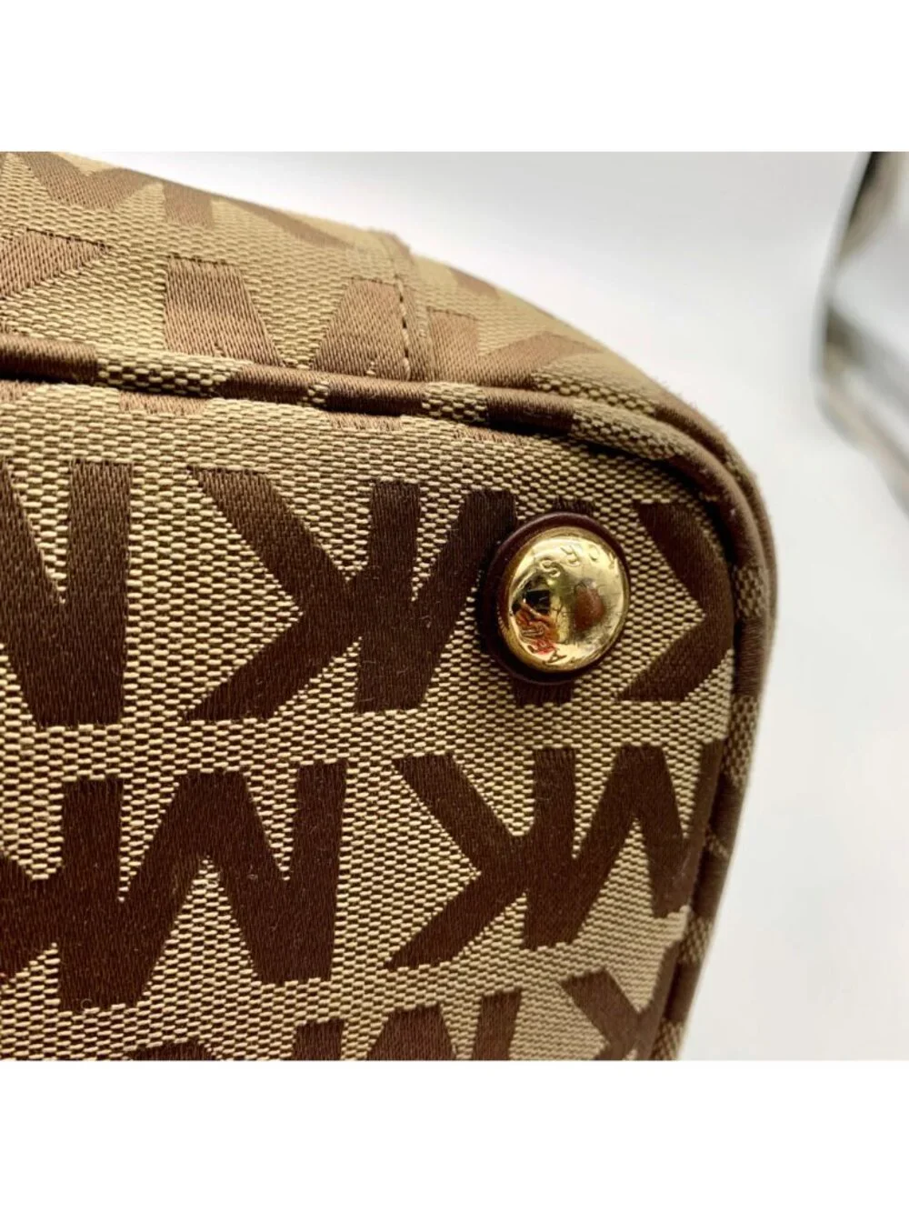 Michael Kors Beige Jet Set Signature Jacquard Tote Bag